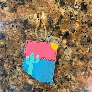 Arizona State Ornament with Cactus Design